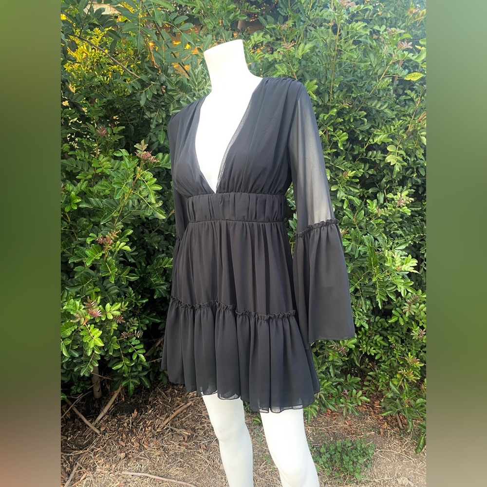 Ladies gothic babydoll layered boho vamp ruffle peasant sleeve dress glam dress